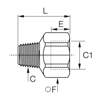 Racord adaptor crescator, alama, filet interior BSPP, exterior BSPT