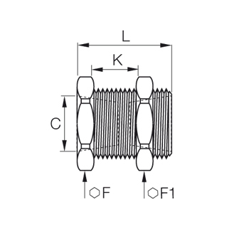 Racord drept, alama, trecere panou, filet interior NPTF