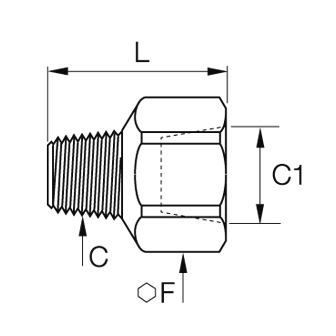Racord adaptor crescator, alama, filet interior-exterior NPTF