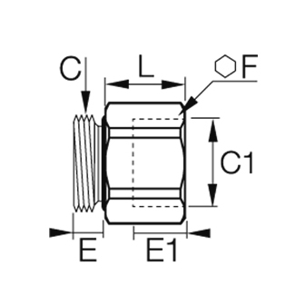 Racord adaptor crescator, alama, filet interior-exterior metric