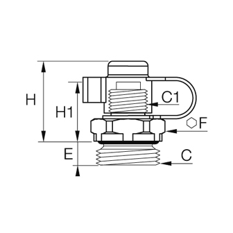 Racord drept punct de test, alama, filet exterior metric