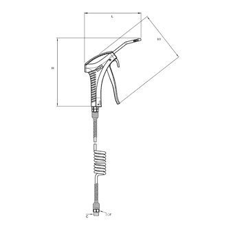 Set pistol de suflat standard si furtun spiralat