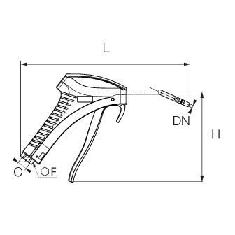 Pistol de suflat standard, cu accesoriu in unghi, nedemontabil